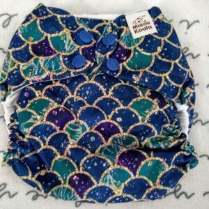 Purple Blue & Teal Glitter Mermaid Scales OS Pocket Cloth Diaper by Mama Koala